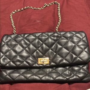 Black Quilted Chain Shoulder Bag